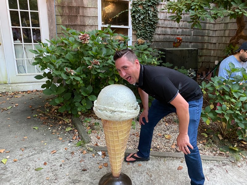 Pete, about to take on a very large ice cream cone